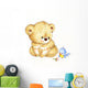 Cute Teddy bear and bird Wall Decal