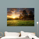 Picturesque landscape, fenced ranch at sunrise Wall Mural