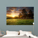 Picturesque landscape, fenced ranch at sunrise Wall Mural