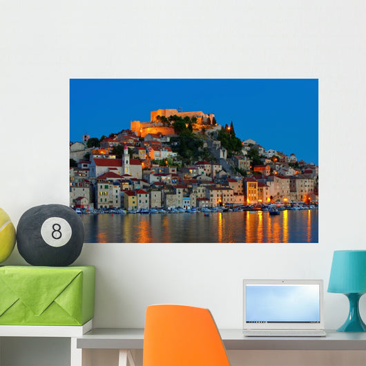Nighttime Croatian City Wall Mural