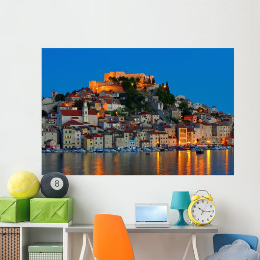 Nighttime Croatian City Wall Mural