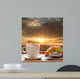 Sunrise over the Paris with morning brekfast in France Wall Mural