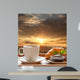 Sunrise over the Paris with morning brekfast in France Wall Mural