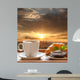 Sunrise over the Paris with morning brekfast in France Wall Mural