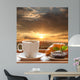 Sunrise over the Paris with morning brekfast in France Wall Mural