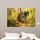 Mountainbiker Rides Autumn Forest