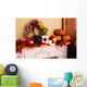 Festive autumn decor on fireplace Wall Mural