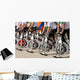 Stationary spinning bicycles outdoor in a sunny day. aerobic Wall Mural