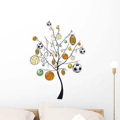 Tree Sports Wall Decal shown on a wall