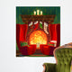 Fireplace. Christmas card Wall Mural