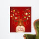 Reindeer with christmas decorated horns. Greeting card Wall Mural