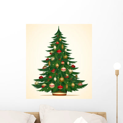 Christmas Tree Card Vector Wall Decal shown on a wall