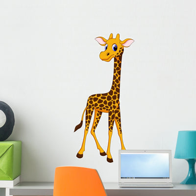 Cute Giraffe Cartoon shown on a wall