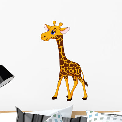 Cute Giraffe Cartoon shown on a wall