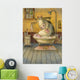 Cute cow washing herself Wall Mural