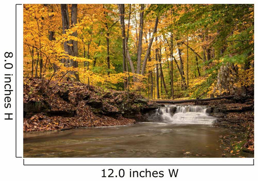 Waterfall In Autumn Wall Mural