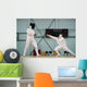 Little girl fencer and her trainer Wall Mural