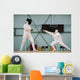 Little girl fencer and her trainer Wall Mural