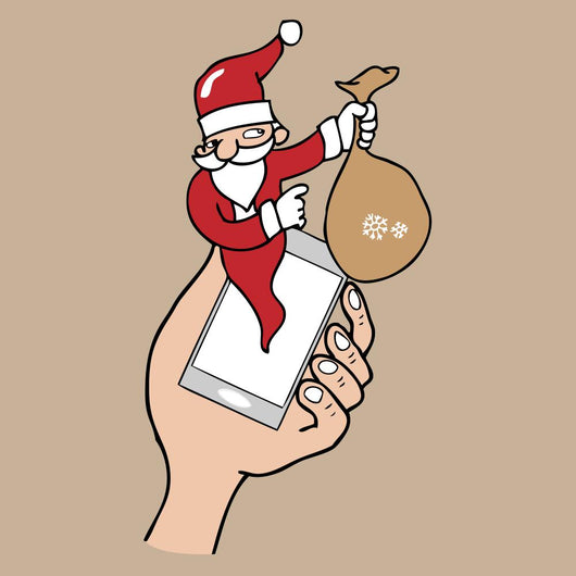 Notification pop up phone Santa cartoon Wall Mural