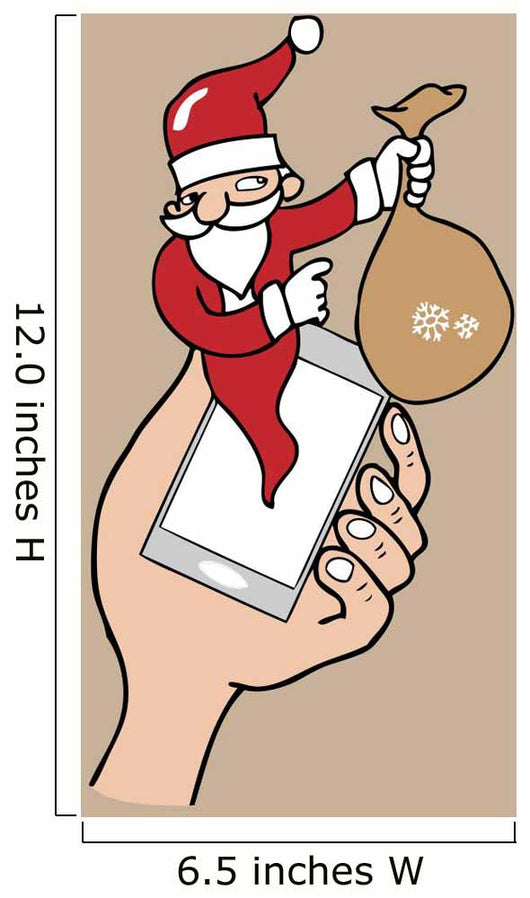Notification pop up phone Santa cartoon Wall Mural