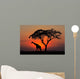 Silhouetted Tree and Giraffe Wall Mural