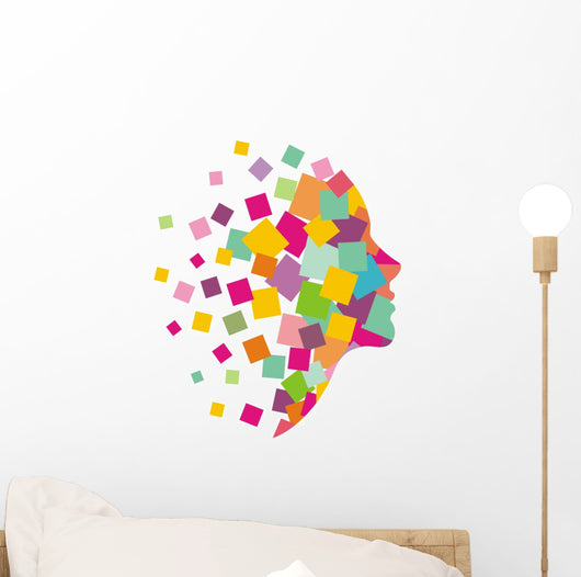 Colorful Tessalated Face Wall Decal