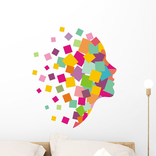 Colorful Tessalated Face Wall Decal