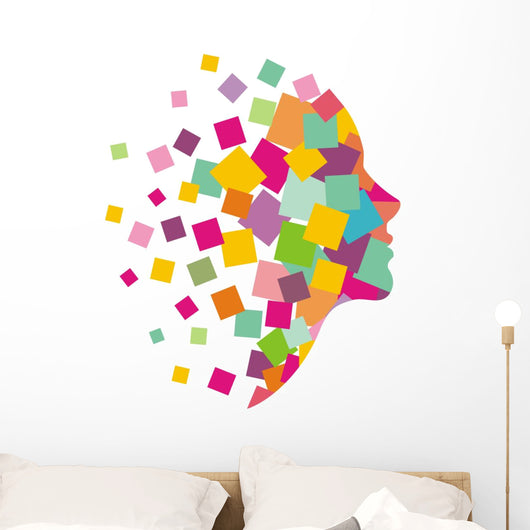 Colorful Tessalated Face Wall Decal