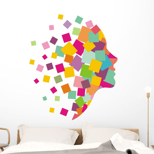 Colorful Tessalated Face Wall Decal