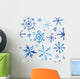 Blue Watercolor Snowflakes Wall Mural