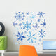 Blue Watercolor Snowflakes Wall Mural