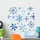 Blue Watercolor Snowflakes Wall Mural