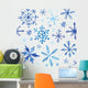Blue Watercolor Snowflakes Wall Mural