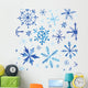 Blue Watercolor Snowflakes Wall Mural