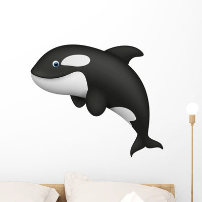 Cute Realistic Killer Whale shown on a wall