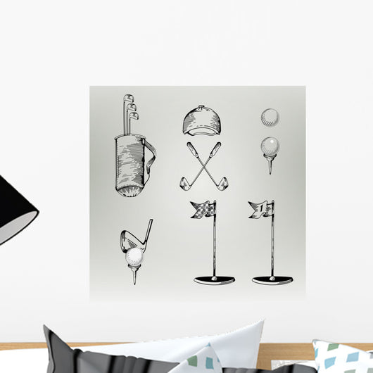 Golf. Vintage golf. Vector Golfing Champion Wall Decal