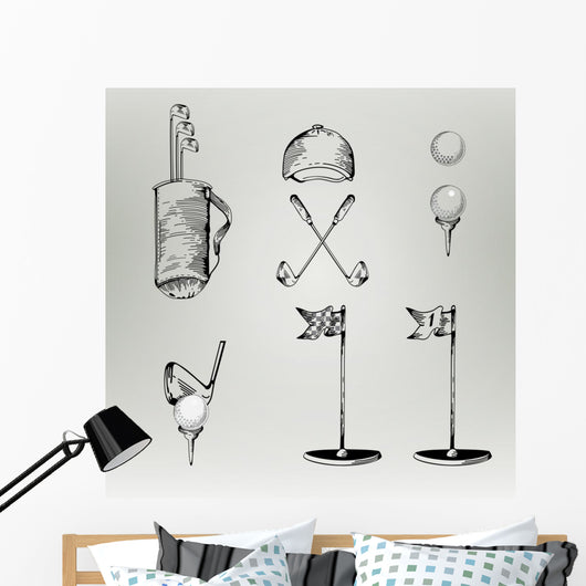 Golf. Vintage golf. Vector Golfing Champion Wall Decal