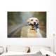 Dog on the railway platform Wall Mural