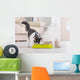 Dog and cat eating food from a bowl Wall Mural