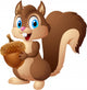 Carton squirrel holding acorn Wall Decal