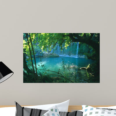 Turkish Spring Waterfalls Wall Mural shown on a wall