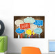 Hands Holding Speech Bubbles with Social Media Wall Mural