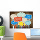 Hands Holding Speech Bubbles with Social Media Wall Mural