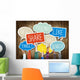 Hands Holding Speech Bubbles with Social Media Wall Mural