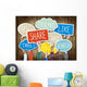 Hands Holding Speech Bubbles with Social Media Wall Mural