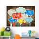Hands Holding Speech Bubbles with Social Media Wall Mural