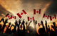 Group of People Waving Canada Flags Wall Mural