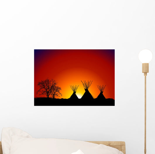 Tepee Sunset Wall Mural