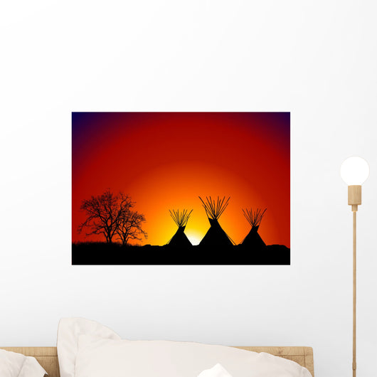 Tepee Sunset Wall Mural