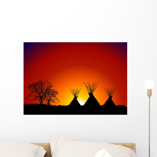 Tepee Sunset Wall Mural
